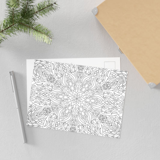 DIY Lotus Flower Mandala 7x5in Postcard (free US shipping)