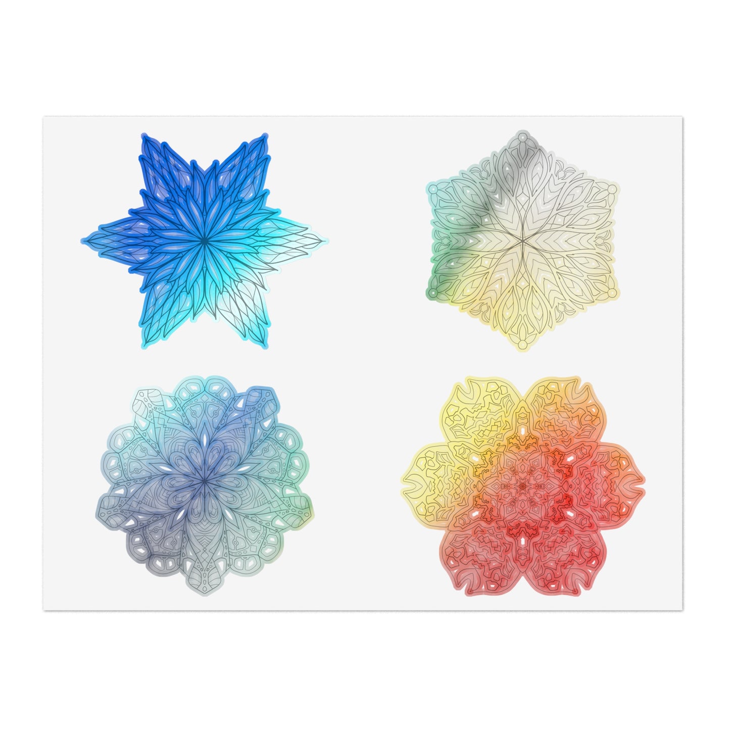 Coloring Botanical DIY Mandala 8.5x11 Sticker Sheet (free US shipping)