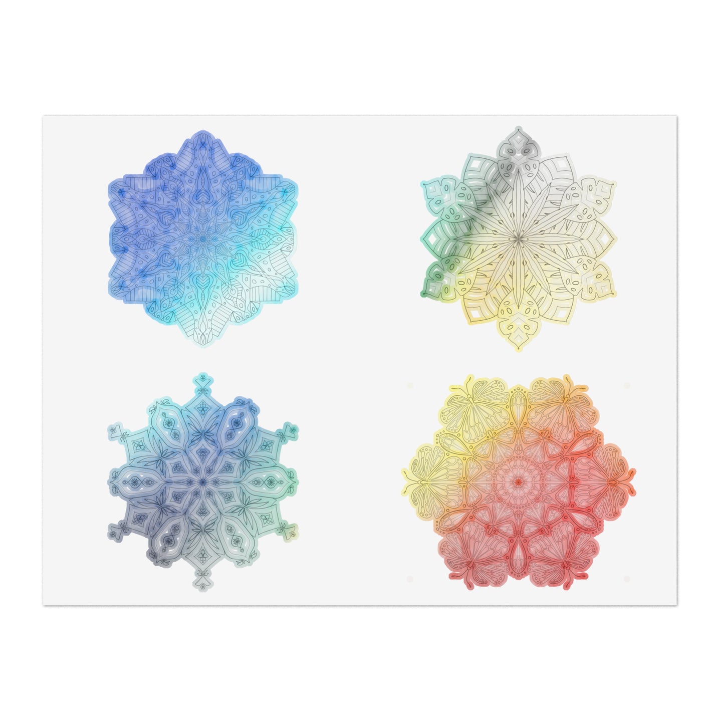 Coloring DIY Mandala Sticker Sheet, 8.5x11 inches (free US shipping)