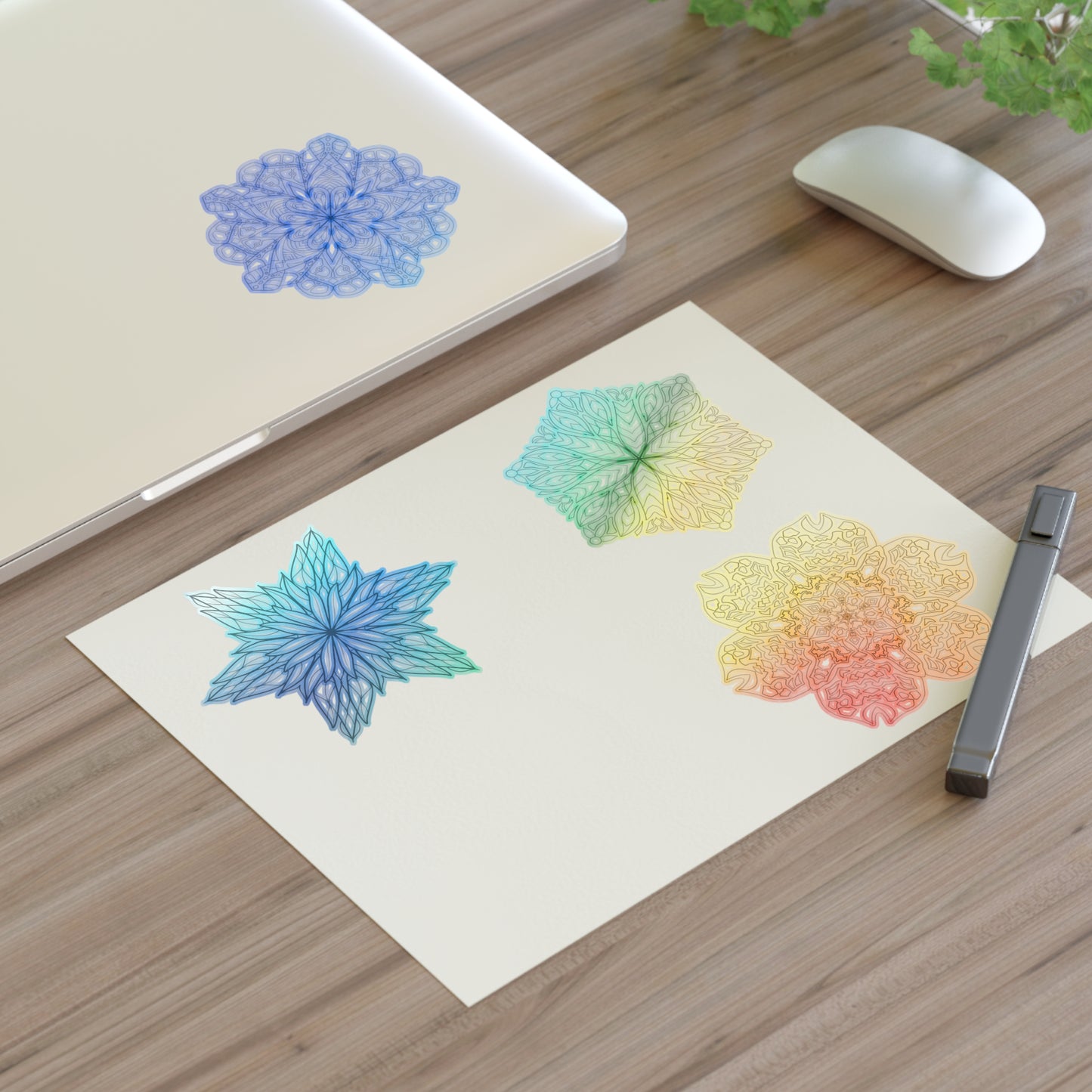 Coloring Botanical DIY Mandala 8.5x11 Sticker Sheet (free US shipping)