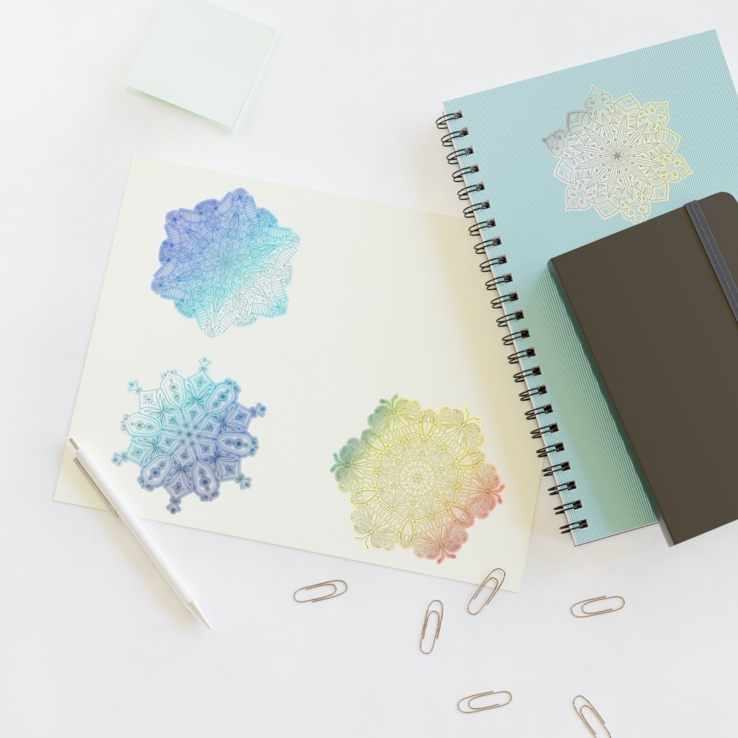 Coloring DIY Mandala Sticker Sheet, 8.5x11 inches (free US shipping)