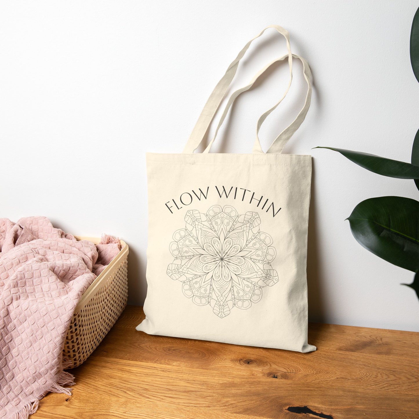 Cotton Eco-Friendly 'Flow Within' Canvas Tote Bag (free US shipping)