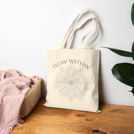 Cotton Eco-Friendly 'Flow Within' Canvas Tote Bag (free US shipping)