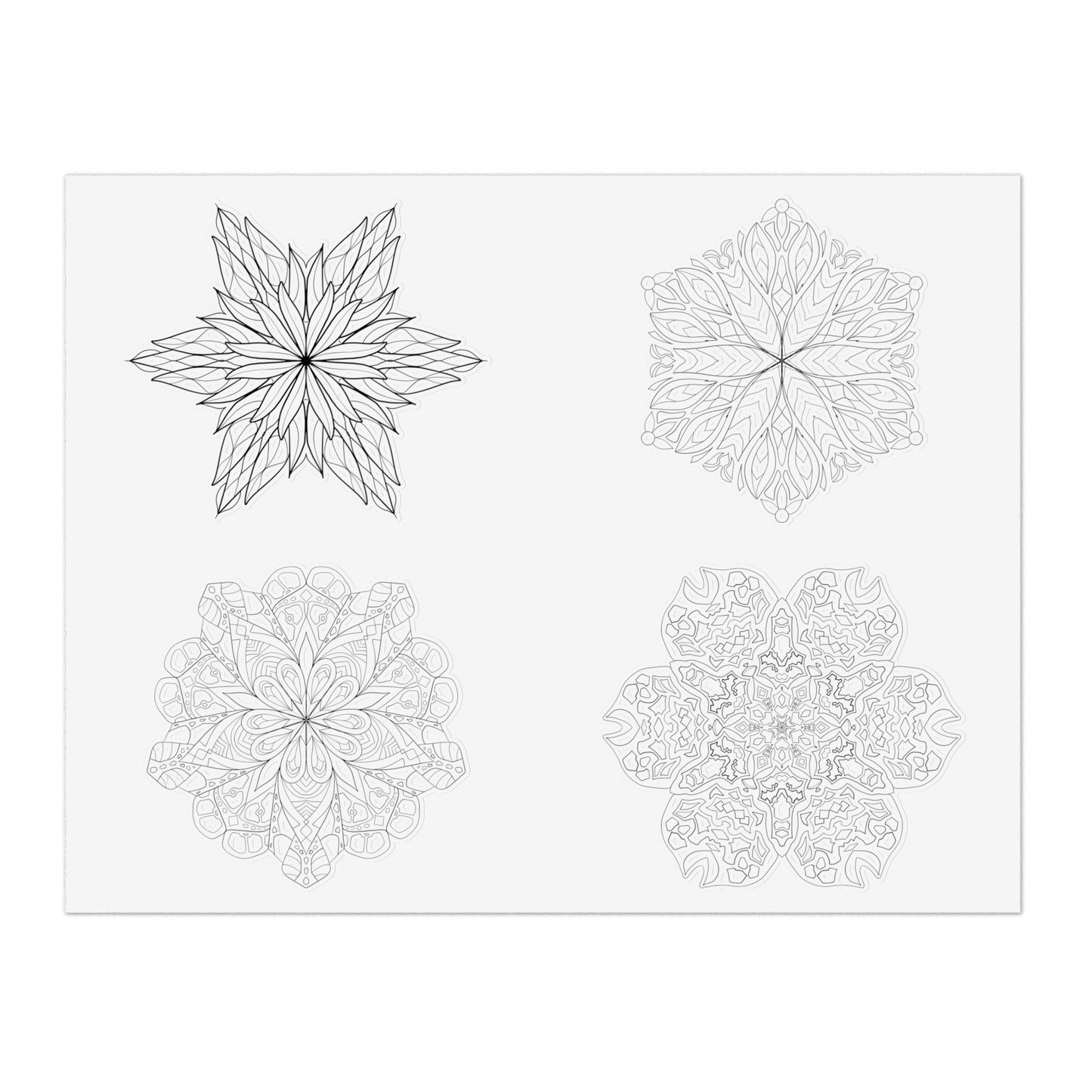 Coloring Botanical DIY Mandala 8.5x11 Sticker Sheet (free US shipping)