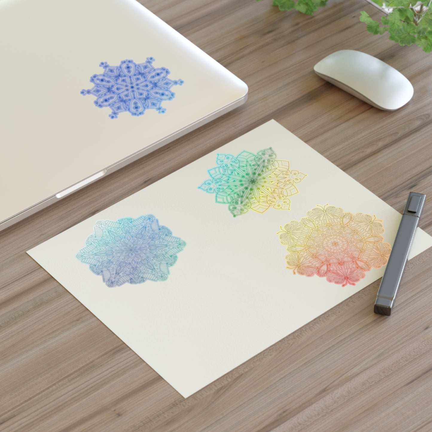 Coloring DIY Mandala Sticker Sheet, 8.5x11 inches (free US shipping)