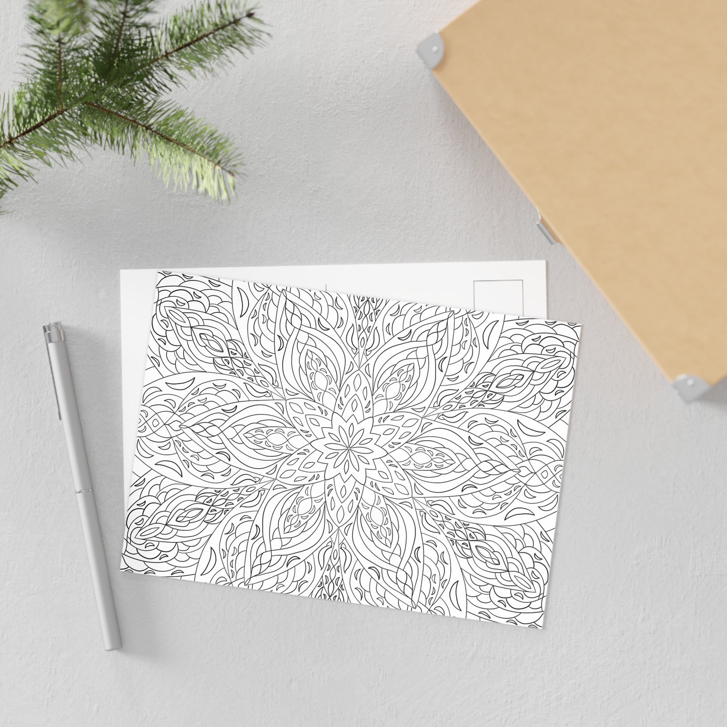 DIY Lotus Flower Mandala 7x5in Postcard (free US shipping)