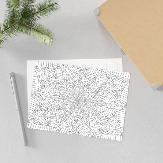DIY Clematis Starburst Mandala 7x5in Postcard (free US shipping)