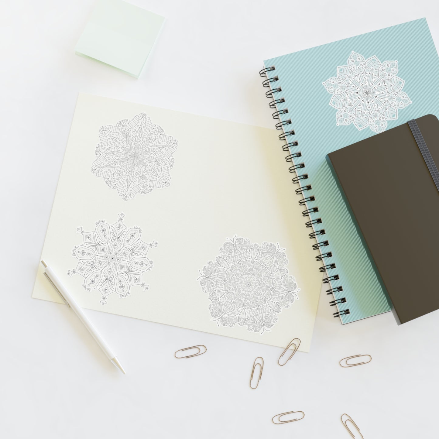 Coloring DIY Mandala Sticker Sheet, 8.5x11 inches (free US shipping)