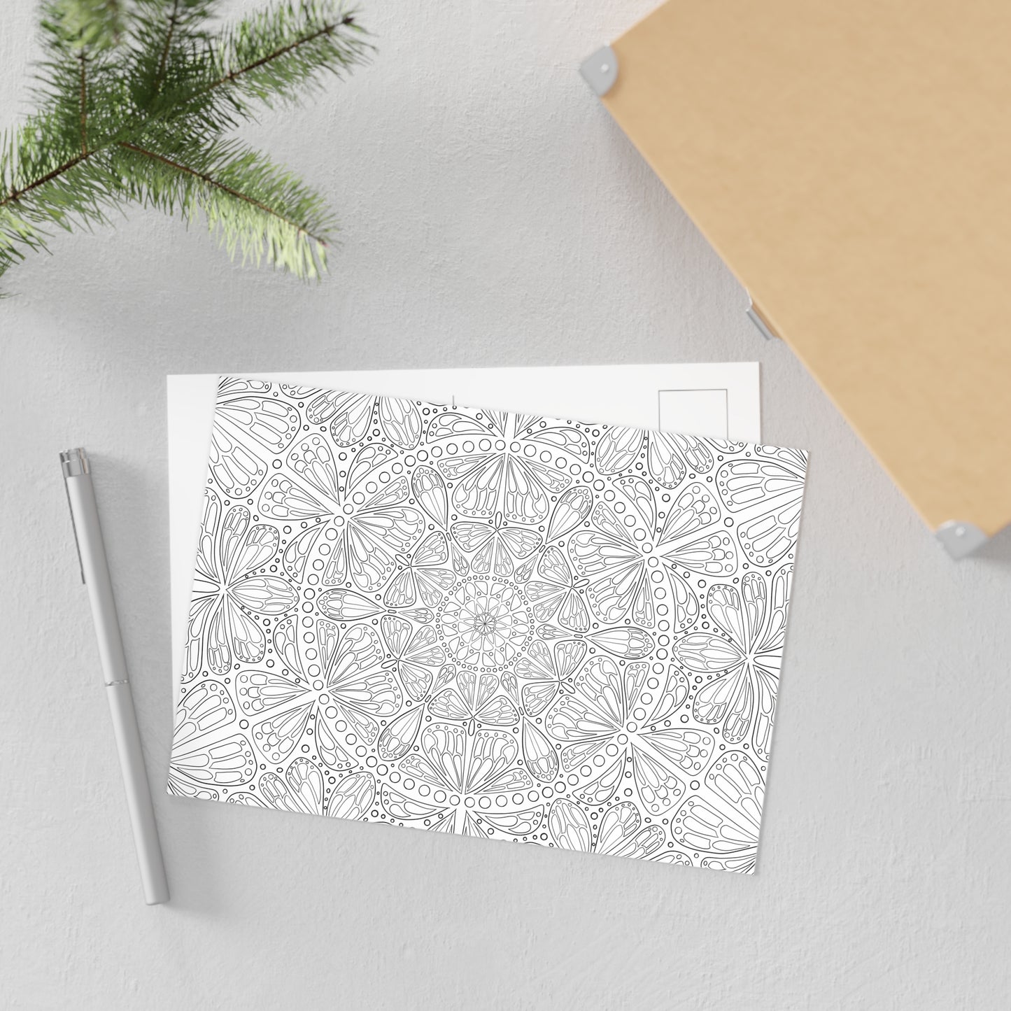 DIY Monarch Butterfly Mandala 7x5in Postcard (free US shipping)