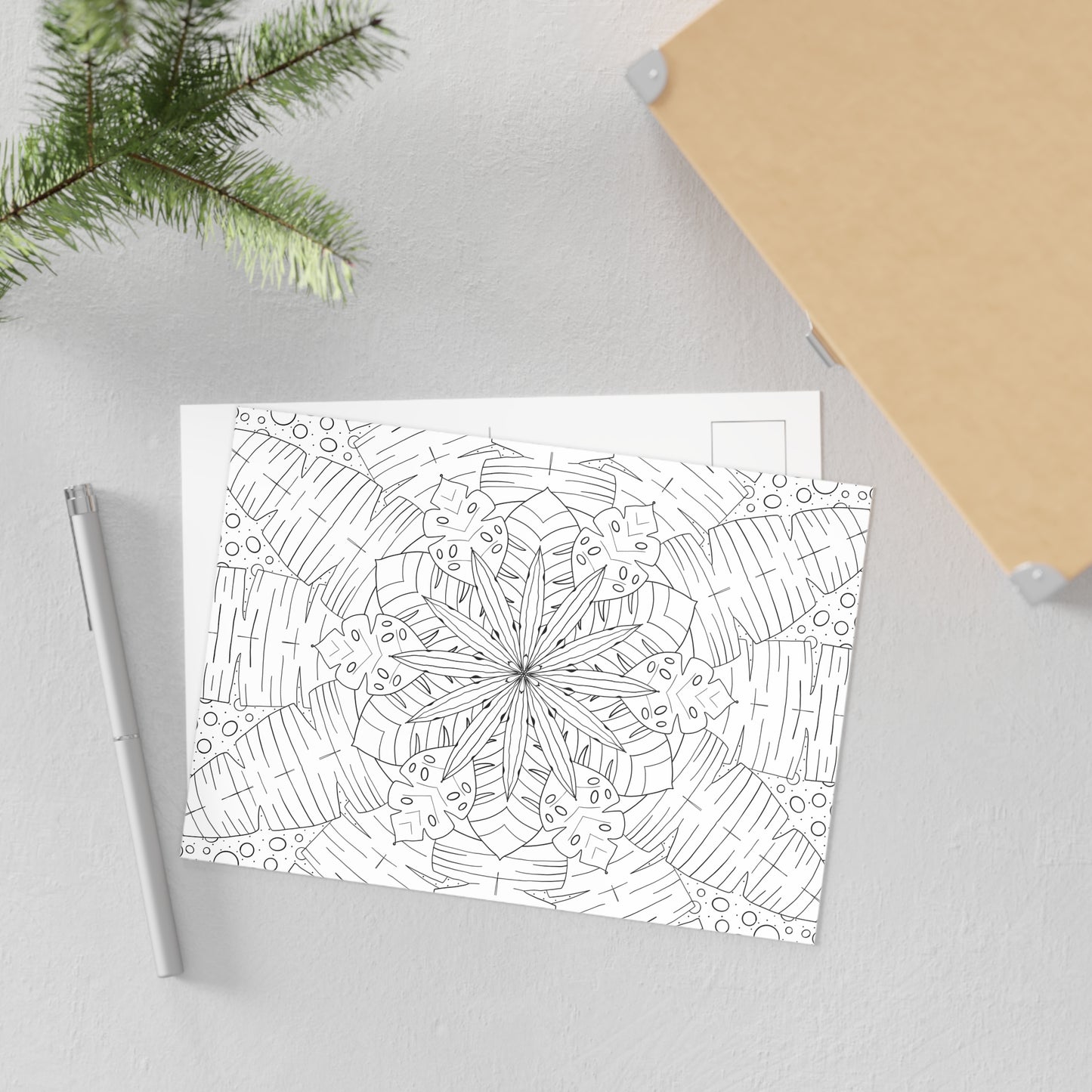 DIY Jungle Star Mandala 7x5in Postcard (free US shipping)