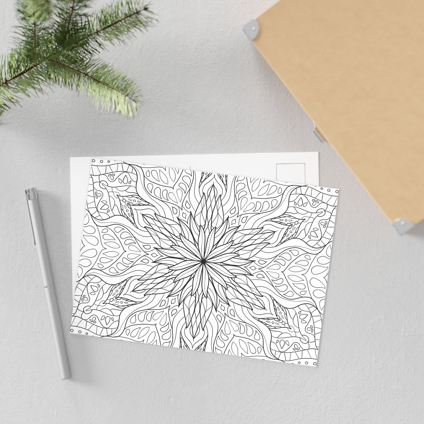 DIY Starburst Dahlia Mandala 7x5 Postcard (free US shipping)