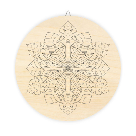 Floral Mandala Wood Wall Plaque, Coloring project, (free US shipping)