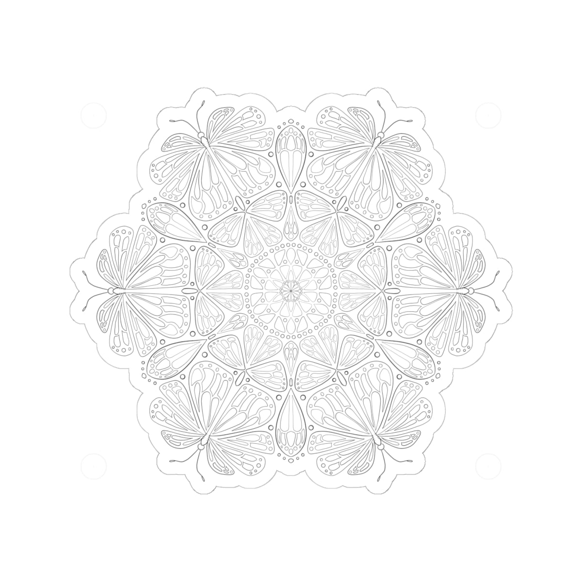 DIY Monarch Butterfly Mandala 6x6 inch Kiss-Cut Sticker (free US shipping)