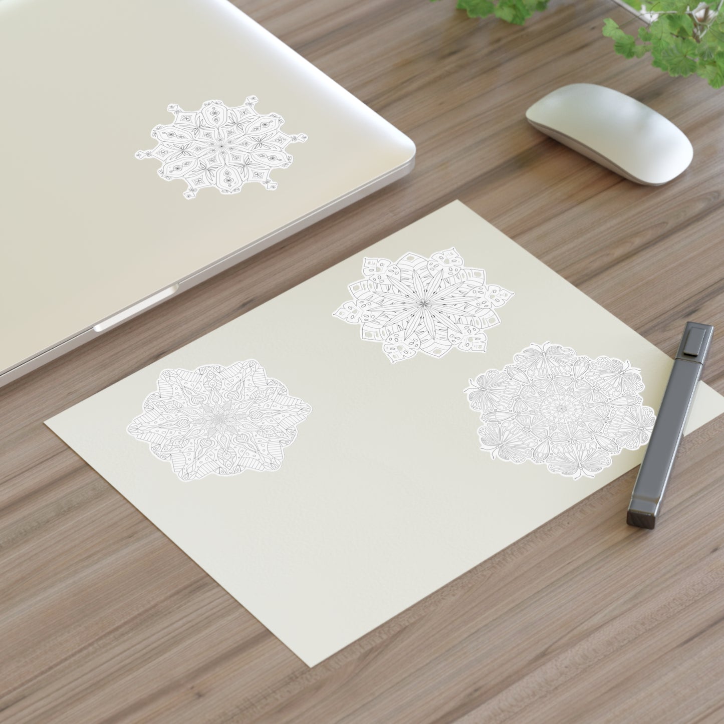 Coloring DIY Mandala Sticker Sheet, 8.5x11 inches (free US shipping)