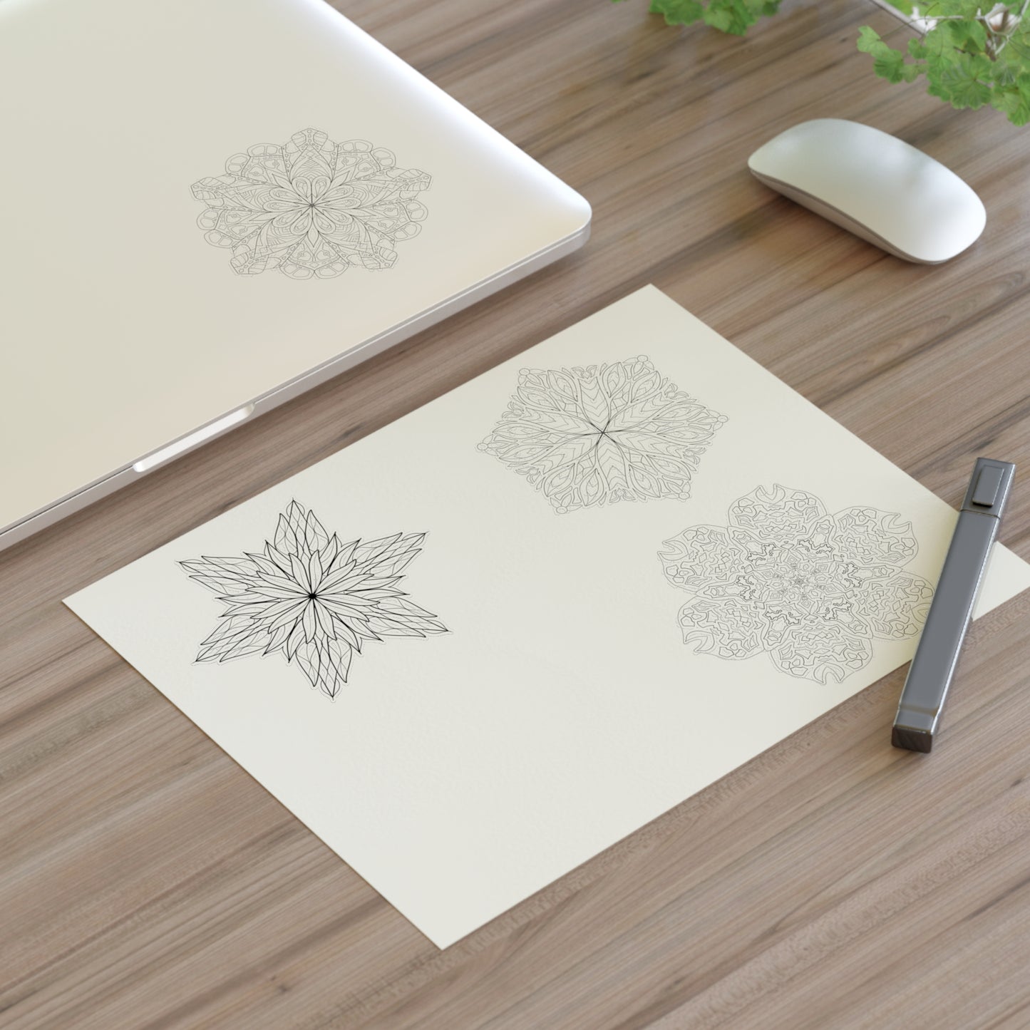 Coloring Botanical DIY Mandala 8.5x11 Sticker Sheet (free US shipping)
