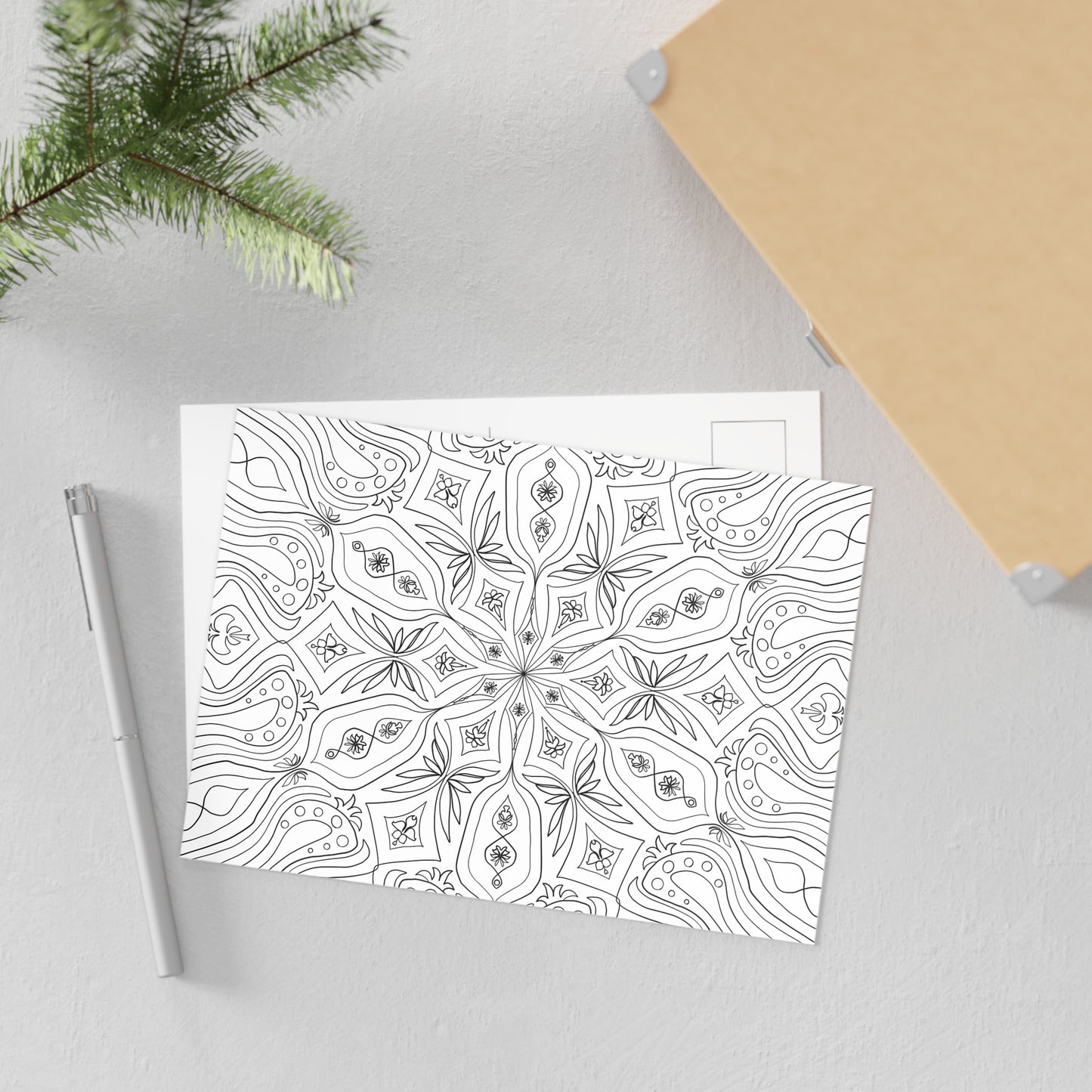 DIY Plaintain Lily Mandala 7x5in Postcard (free US shipping)