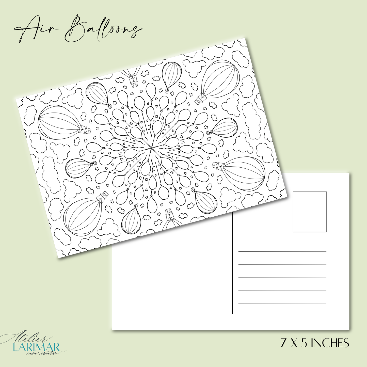 DIY Air Balloon 7x5 Postcard (free US shipping)