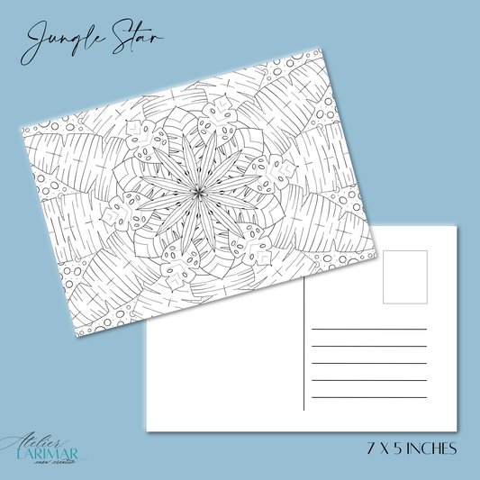 DIY Jungle Star Mandala 7x5in Postcard (free US shipping)